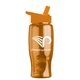 aerial view a transparent orange bottle & orange lid poly - pure - 27 oz transparent bottle with flip straw lid, image 1 of 2