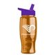 a transparent orange bottle & violet lid poly - pure - 27 oz transparent bottle with flip straw lid