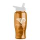 a transparent orange bottle & white lid poly - pure - 27 oz transparent bottle with flip straw lid