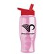 a transparent pink bottle & red lid poly - pure - 27 oz transparent bottle with flip straw lid