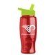 a transparent red bottle & lime green lid poly - pure - 27 oz transparent bottle with flip straw lid