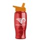 a transparent red bottle & orange lid poly - pure - 27 oz transparent bottle with flip straw lid