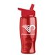 aerial view a transparent red bottle & red lid poly - pure - 27 oz transparent bottle with flip straw lid, image 1 of 2