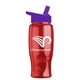 a transparent red bottle & violet lid poly - pure - 27 oz transparent bottle with flip straw lid