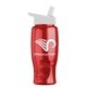 a transparent red bottle & white lid poly - pure - 27 oz transparent bottle with flip straw lid