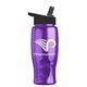 a transparent violet bottle & black lid poly - pure - 27 oz transparent bottle with flip straw lid