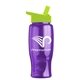 a transparent violet bottle & lime green lid poly - pure - 27 oz transparent bottle with flip straw lid