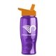 a transparent violet bottle & orange lid poly - pure - 27 oz transparent bottle with flip straw lid