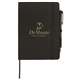 aerial view a black notion leatherette journal with pen, image 1 of 2