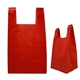 aerial view a red reusable t - shirt style non - woven tote bag, image 1 of 2