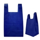 aerial view a royal blue reusable t - shirt style non - woven tote bag, image 1 of 2