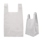 aerial view a white reusable t - shirt style non - woven tote bag, image 1 of 2