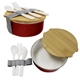 aerial view a red campfire circle bento box, image 1 of 2