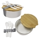 aerial view a white campfire circle bento box, image 1 of 2