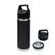 aerial view a black 18 oz davenport stainless steel bottle, image 1 of 2