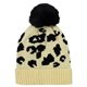 aerial view a tan with black leopard print pom beanie, image 1 of 2
