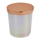 aerial view a iridescent jar with metallic copper lid vanilla scented atlas candle, image 1 of 3