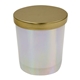 aerial view a iridescent jar with metallic gold lid vanilla scented atlas candle, image 1 of 3