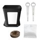 aerial view a black planter & silver seed depth tool sow easy planter kit with seed depth tool, image 1 of 2