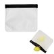 aerial view a clear with charcoal reusable zip top storage bag, image 1 of 2