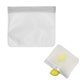 aerial view a clear with white reusable zip top storage bag, image 1 of 2