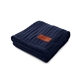 aerial view a blue-navy leeman cable knit sherpa throw, image 1 of 7