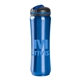 aerial view a blue 28 oz slim stainless skinny water bottle, image 1 of 4