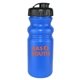 aerial view a blue bottle & black lid 20 oz cycle bottle with flip top cap, image 2 of 2
