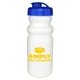 aerial view a white bottle & translucent blue lid 20 oz cycle bottle with flip top cap, image 2 of 2