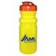 aerial view a yellow bottle & translucent pink lid 20 oz cycle bottle with flip top cap, image 2 of 2