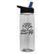 aerial view a clear bottle & black with blue spout lid 26 oz flair tritan water bottle with flip straw lid, image 1 of 3