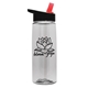 aerial view a clear bottle & black with red spout lid 26 oz flair tritan water bottle with flip straw lid, image 1 of 3