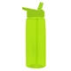 aerial view a transparent lime green bottle & lime green lid 26 oz flair tritan water bottle with flip straw lid, image 1 of 2