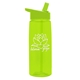 aerial view a transparent lime green bottle & lime green lid 26 oz flair tritan water bottle with flip straw lid, image 1 of 3