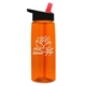 aerial view a transparent orange bottle & black with red spout lid 26 oz flair tritan water bottle with flip straw lid, image 1 of 3