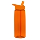 aerial view a transparent orange bottle & orange lid 26 oz flair tritan water bottle with flip straw lid, image 1 of 2