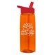 aerial view a transparent orange bottle & red lid 26 oz flair tritan water bottle with flip straw lid, image 1 of 3