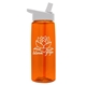 aerial view a transparent orange bottle & white lid 26 oz flair tritan water bottle with flip straw lid, image 1 of 3
