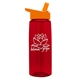 aerial view a transparent red bottle & orange lid 26 oz flair tritan water bottle with flip straw lid, image 1 of 3