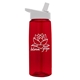 aerial view a transparent red bottle & white lid 26 oz flair tritan water bottle with flip straw lid, image 1 of 3