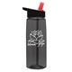 aerial view a transparent smoke bottle & black with red spout lid 26 oz flair tritan water bottle with flip straw lid, image 1 of 3