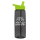 aerial view a transparent smoke bottle & lime green lid 26 oz flair tritan water bottle with flip straw lid, image 1 of 3