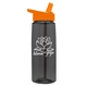 aerial view a transparent smoke bottle & orange lid 26 oz flair tritan water bottle with flip straw lid, image 1 of 3
