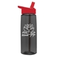 aerial view a transparent smoke bottle & red lid 26 oz flair tritan water bottle with flip straw lid, image 1 of 3