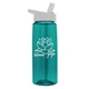 aerial view a transparent teal bottle & white lid 26 oz flair tritan water bottle with flip straw lid, image 1 of 3