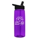 aerial view a transparent violet bottle & black lid 26 oz flair tritan water bottle with flip straw lid, image 1 of 3
