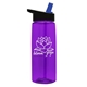 aerial view a transparent violet bottle & black with blue spout lid 26 oz flair tritan water bottle with flip straw lid, image 1 of 3