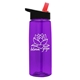 aerial view a transparent violet bottle & black with red spout lid 26 oz flair tritan water bottle with flip straw lid, image 1 of 3