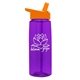 aerial view a transparent violet bottle & orange lid 26 oz flair tritan water bottle with flip straw lid, image 1 of 3