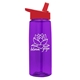 aerial view a transparent violet bottle & red lid 26 oz flair tritan water bottle with flip straw lid, image 1 of 3